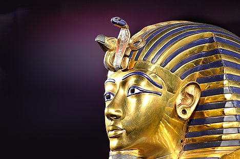 Egyptian head figure, mask, Pharaoh, Tutankhamun, Egypt, Ancient, HD wallpaper HD wallpaper