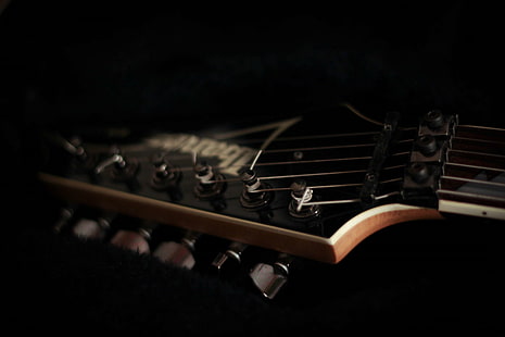 hitam, gitar listrik, gitar, leher gitar, ibanez, musik tema, Wallpaper HD HD wallpaper