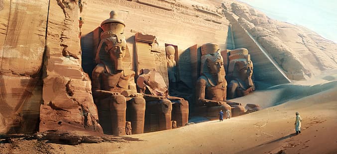 Timothy Rodriguez, Abu Simbel, deserto, tempio, Sfondo HD HD wallpaper