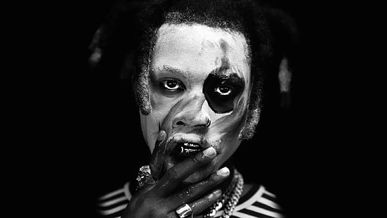 черно-белое фото человека, Дензел Карри, музыка, рэп, хип-хоп, Trap Nation, монохромный, HD обои HD wallpaper