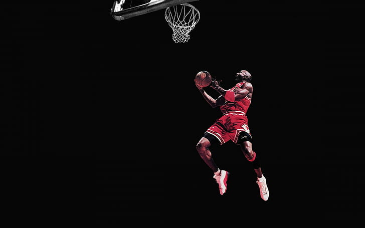 Michael Jordan Chicago Bulls Basketball Jump Black HD, спорт, черно, баскетбол, скок, Чикаго, Майкъл, Йордания, бикове, HD тапет