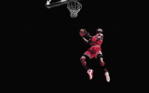 Michael Jordan Chicago Bulls Basketball Jump Black HD, sports, black, basketball, jump, chicago, michael, jordan, bulls, HD wallpaper HD wallpaper