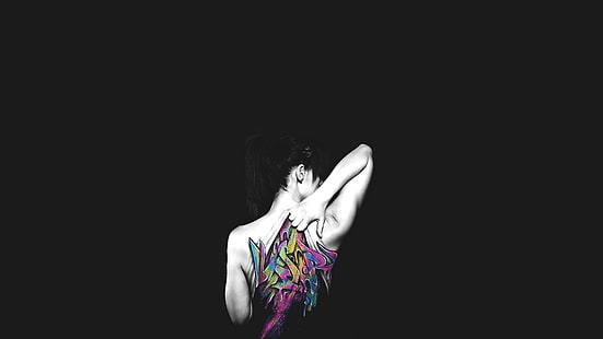 donne, schiena, vernice per il corpo, minimalismo, Sfondo HD HD wallpaper