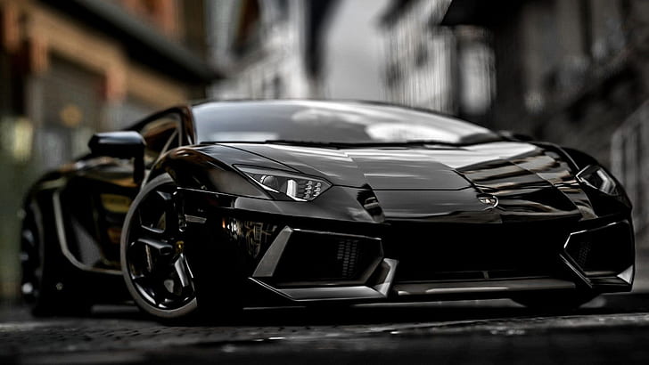 Lamborghini Aventador-Schwarz-Supercar-Vorderansicht 2014, Lamborghini, Schwarz, Supercar, Front, Ansicht, HD-Hintergrundbild