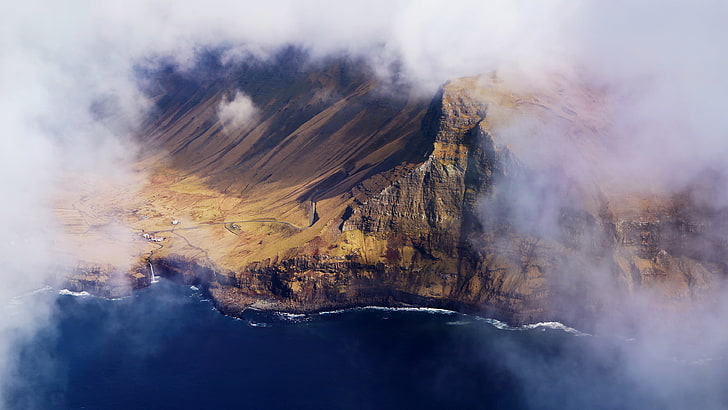 Wyspy Owcze, chmury, 4K, Tapety HD