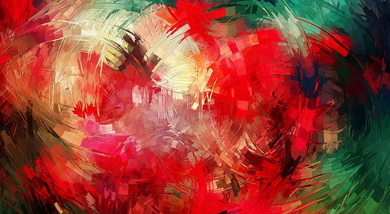Conception de tourbillon abstrait, peinture multicolore, artistique, abstrait, rouge, couleur, design, numérique, coloré, tourbillon, vert, Fond d'écran HD HD wallpaper