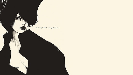 Manuel Rebollo, ilustrasi, frasa, wanita, vektor, karya seni, monokrom, Wallpaper HD HD wallpaper