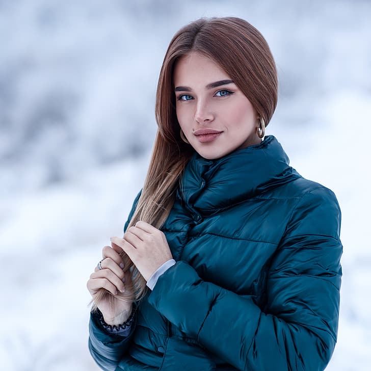 look, snow, hair, Girl, Sergey Sorokin, Luba Ivanova, HD wallpaper