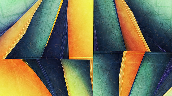 abstract illustration, abstract, pattern, yellow, blue, HD wallpaper