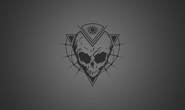 skull, eyes, triangle, simple background, the all seeing eye, aliens, HD wallpaper
