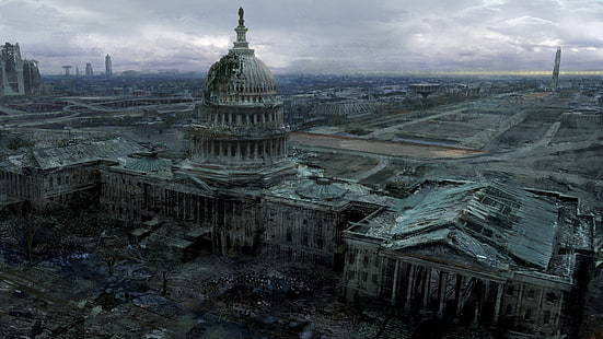Kathedrale mit weißer Kuppel, Fallout 3, Videospiele, Konzeptkunst, apokalyptisch, Fallout, HD-Hintergrundbild HD wallpaper