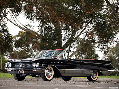 1960 Buick Electra, черен, кабриолет, buick, реколта, electra, 1960, класически, античен, автомобили, HD тапет HD wallpaper