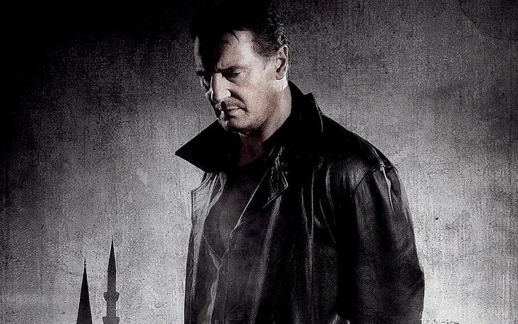 veste, acteur, affiche, Liam Neeson, pris 2, otage 2, Fond d'écran HD