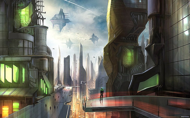 futuristische, futuristische Stadt, Science-Fiction, HD-Hintergrundbild