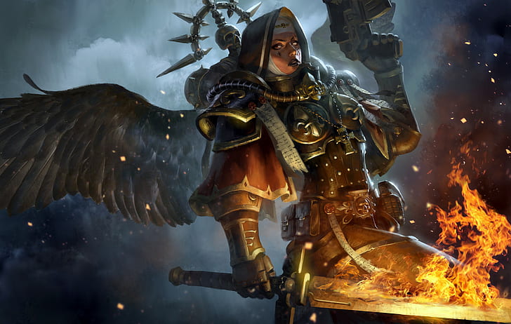Warhammer 40.000, Schwestern der Schlacht, Feuer, Jianing Hu, HD-Hintergrundbild