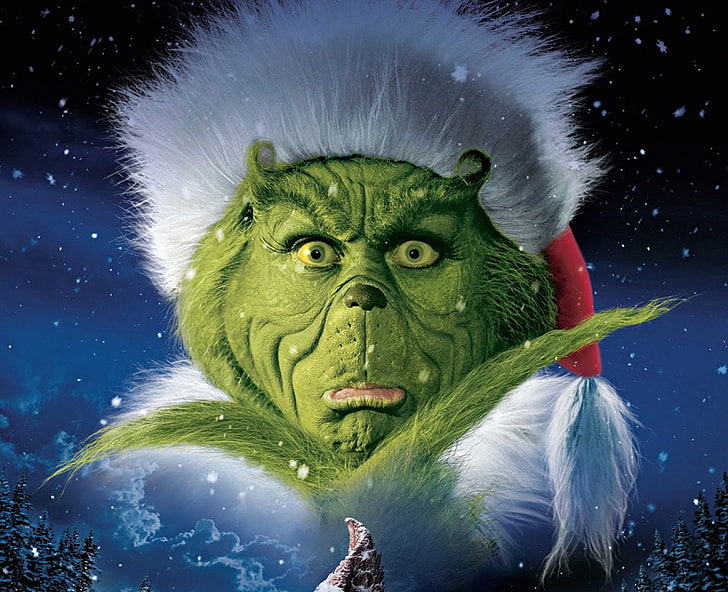 Grinch wallpaper, Jim Carrey, Fantasy, Good, Bad, Sky, Christmas, Stars, 2000, Winter, Green, the, Night, Snow, Wallpaper, Family, Eyes, New Year, Boy, Santa, Happy, Year, Midnight, Face, Cute, Man, Movie, Film, Musical, Sweet, Monkey, Comedy, like, Universal Pictures, How the Grinch Stole Christmas, Grinch, Stole, How, Imagine Entertainment, Couds, Snowflakes, Claus, HD wallpaper