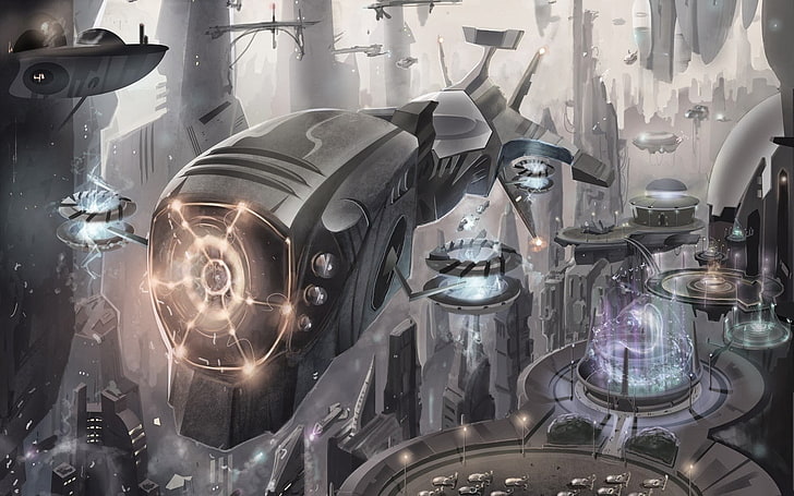 schwarz-graues Tourenmotorrad, futuristisch, Science-Fiction, HD-Hintergrundbild