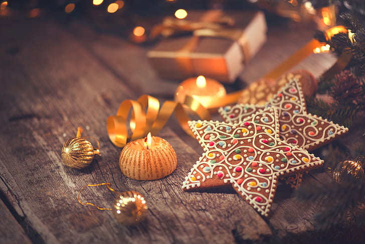 Neujahr, Kekse, Weihnachten, Holz, Frohe Weihnachten, Dekoration, Lebkuchen, HD-Hintergrundbild
