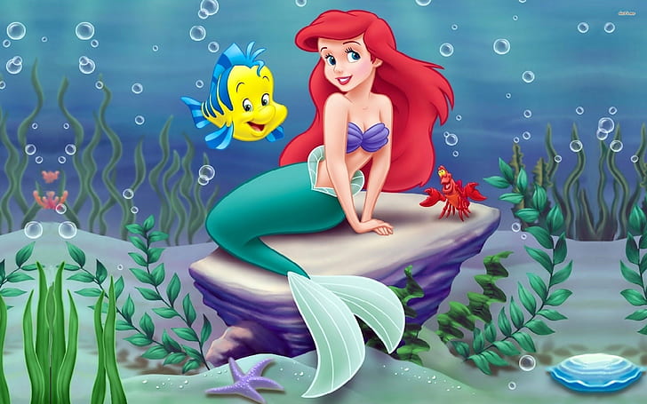 1littlemermaid, aventure, animation, ariel, dessin animé, disney, famille, fantaisie, peu, sirène, océan, princesse, mer, sous l'eau, Fond d'écran HD