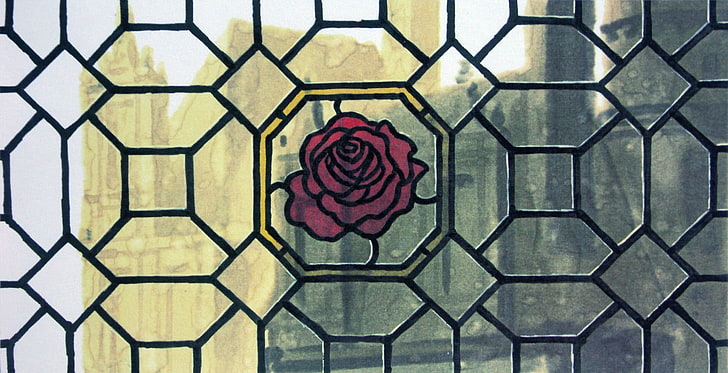 mosaico de rosa roja, arte conceptual, La bella y la bestia, Disney, Fondo de pantalla HD