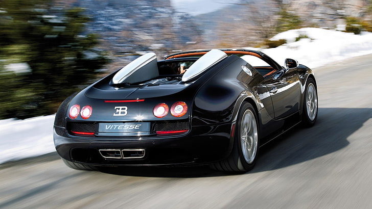 Modelo de escala de coche Volkswagen Beetle negro, Bugatti Veyron, coche, Fondo de pantalla HD