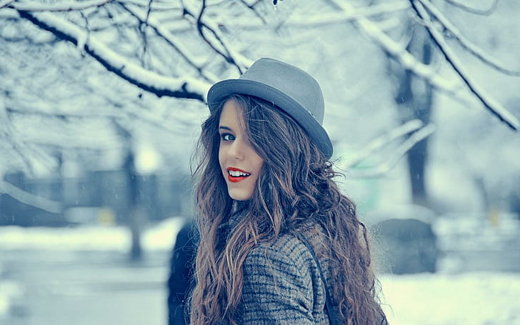 Girl Smile Winter, girl, smile, winter, HD wallpaper