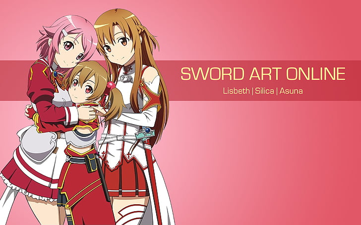 Sword Art Online, Asuna Yuuki, Keiko Ayano, Lisbeth (Sword Art Online), Rika Shinozaki, Silica (Sword Art Online), HD тапет