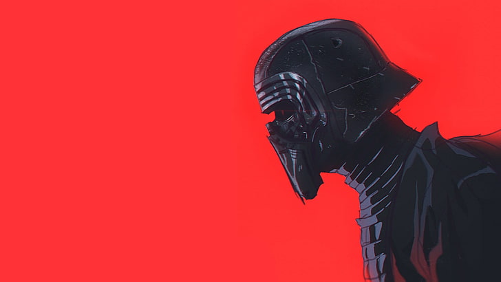 Иллюстрация Дарт Вейдер, Кайло Рен, Звездные войны, маска, красный, HD обои