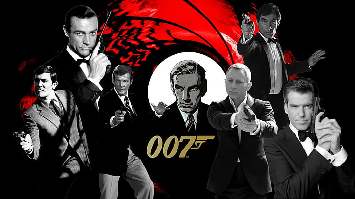 фильмы, 007, Джеймс Бонд, Шон Коннери, Роджер Мур, Дэниел Крейг, Тимоти Далтон, Пирс Броснан, Джордж Лазенби, HD обои