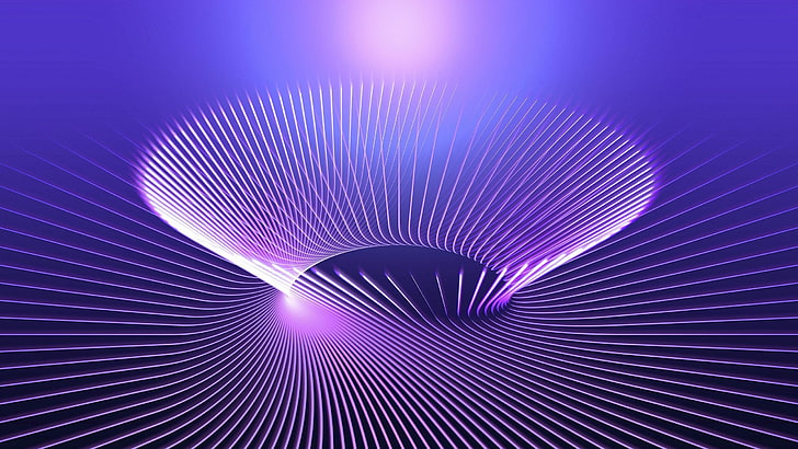 фиолетовая спиральная иллюстрация, линии, аннотация, 3D аннотация, фиолетовый, HD обои