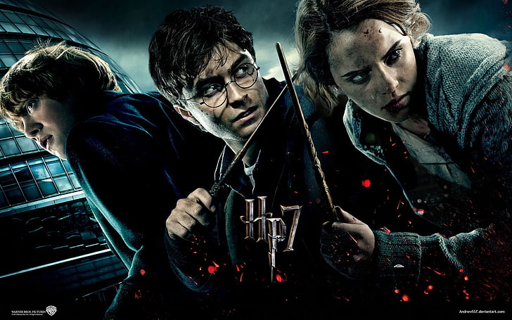Harry Potter 7, Harry Potter, Emma Watson, Ron Weasley, Hermione Granger, Rupert Grint, Trinity, Harry Potter et les reliques de la mort, franchise, Daniel Radcliffe, Fond d'écran HD
