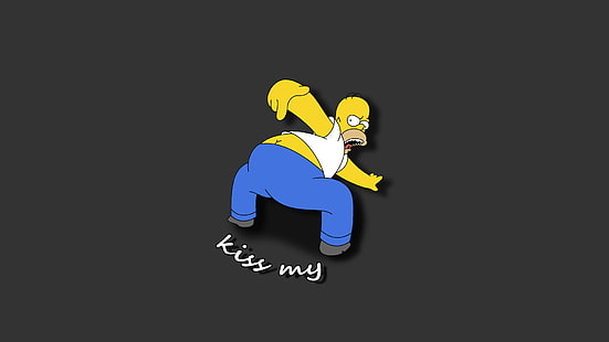 Иллюстрация Гомера Симпсона, минимализм, Симпсоны, Симпсоны, Гомер, Грей, поцелуй мой, Гомер Симпсон, HD обои HD wallpaper