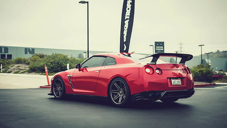 red sports coupe, Nissan GTR, Nissan GT-R R35, car, HD wallpaper