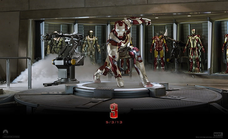 Iron Man 3 - Giydirme, Iron-Man vektör, Filmler, Iron Man, tony stark, 2013, robot, HD masaüstü duvar kağıdı