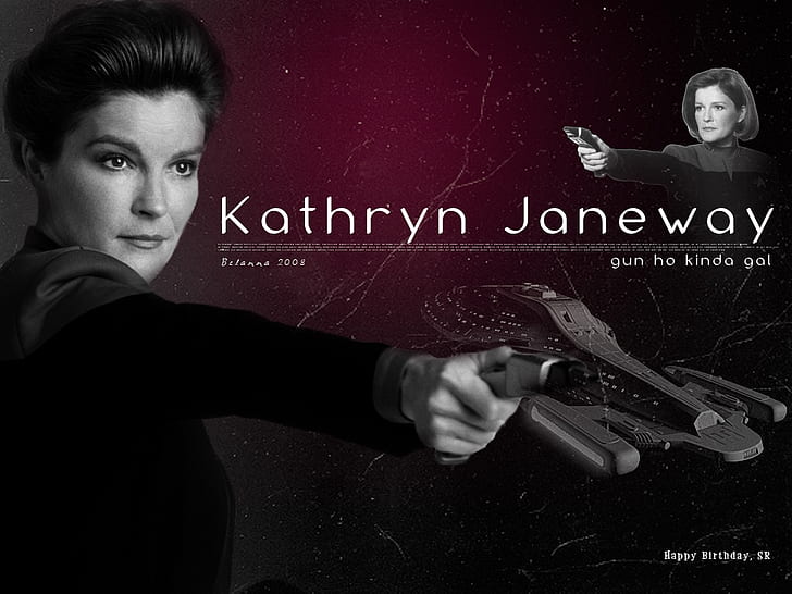 Кэтрин Дженуэй Научно-фантастическая пушка Хо Kind A Gal Развлекательный телесериал HD Art, TV, Star Trek, Voyager, Scifi, научная фантастика, Кэтрин Дженуэй, HD обои