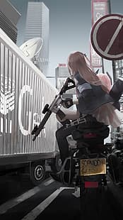 Vertikal, Anime, Anime Girls, Girls Frontline, Motorrad, M4 SOPMOD II (Girls Frontline), AR15 (Girls Frontline), HD-Hintergrundbild HD wallpaper