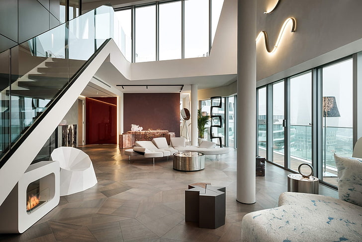 intérieur, penthouse, salon, Penthouse à Milan, Fond d'écran HD