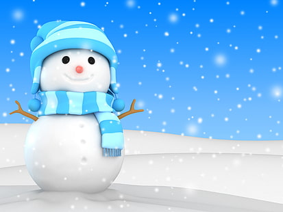 snowman digital wallpaper, winter, snow, snowman, christmas, new year, cute, HD wallpaper HD wallpaper