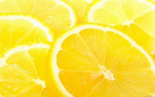 黄色いレモン、スライスレモン、レモン、食品、黄色、果物、 HDデスクトップの壁紙 HD wallpaper