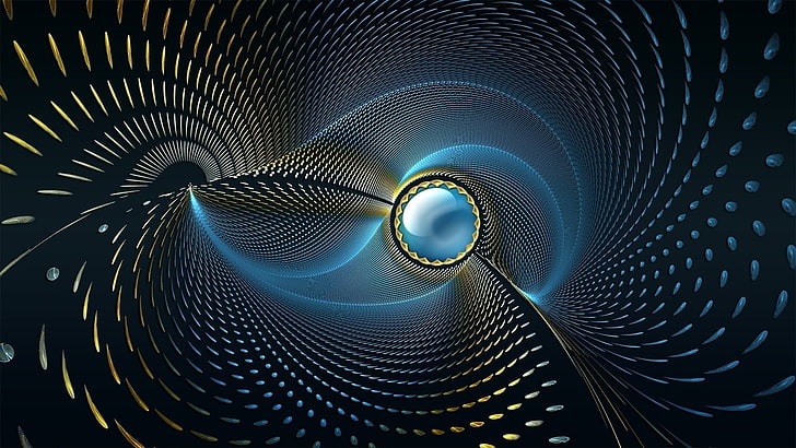 digitale Tapete des blauen Edelsteins, digitale Kunst, Zusammenfassung, Kreis, CGI, blauer Hintergrund, Spirale, HD-Hintergrundbild