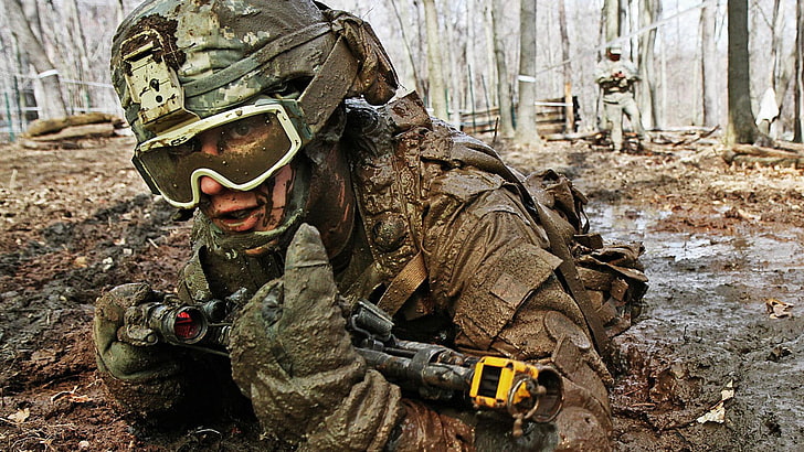militaire, soldat, boue, adaptateur pour tir à blanc, armée des États-Unis, Fond d'écran HD