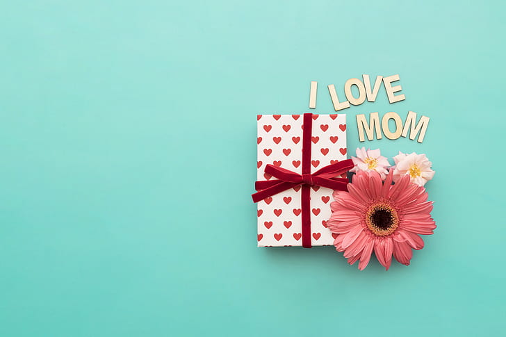 花、休日、ギフト、愛、幸せ、ママ、ボックス、デザイン、心、花、家族、聞く、母の日、 HDデスクトップの壁紙