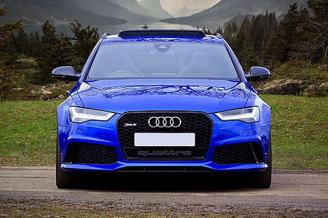 Audi RS6, Audi, auto, blu, vista frontale, Sfondo HD HD wallpaper