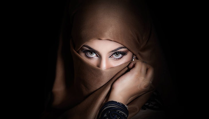 women, smoky eyes, Muslim, HD wallpaper