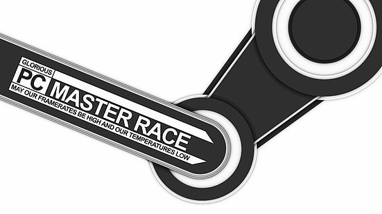 weißer Hintergrund PC Master Race-Textüberlagerung, Videospiele, PC-Spiele, Steam (Software), einfacher weißer Hintergrund, HD-Hintergrundbild HD wallpaper