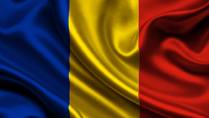 العلم الأحمر والأزرق والأصفر ، علم رومانيا، خلفية HD