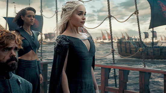 Game Of Thrones, Daenerys Targaryen, Emilia Clarke, Missandei (Game Of Thrones), Nathalie Emmanuel, Peter Dinklage, Tyrion Lannister, HD papel de parede HD wallpaper