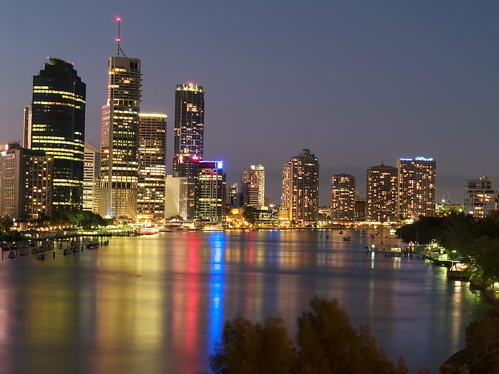 cityscape photography of high-rise buildings during nighttime, brisbane, brisbane, Brisbane, HDR, cityscape, photography, high-rise buildings, nighttime, flickr, photo, long exposure, night shot, Australia, Queensland, Kangaroo Point, river, water, reflection, geotagged, geo, tool, lat, cloudy, night, urban Skyline, architecture, skyscraper, downtown District, urban Scene, famous Place, HD wallpaper
