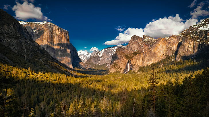 Taman Nasional Yosemite, pegunungan, langit, awan, Wallpaper HD