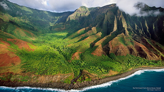 Крайбрежие на Пали отгоре, Кауай, Хавай, острови, HD тапет HD wallpaper